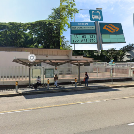 image of bus stop nearest to 254 Outram Road and the numbers of the buses that pass by