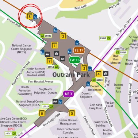 Outram Park MRT Station Layout Exit 8 circled